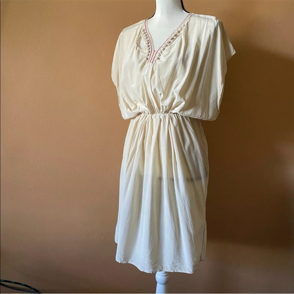 Sold-Ulla Johnson Silk Peasant Cutout Blouson Dress 10 - Picture 2 of 10